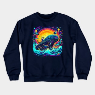 Dolphin Ship Fantasy Illustration Crewneck Sweatshirt